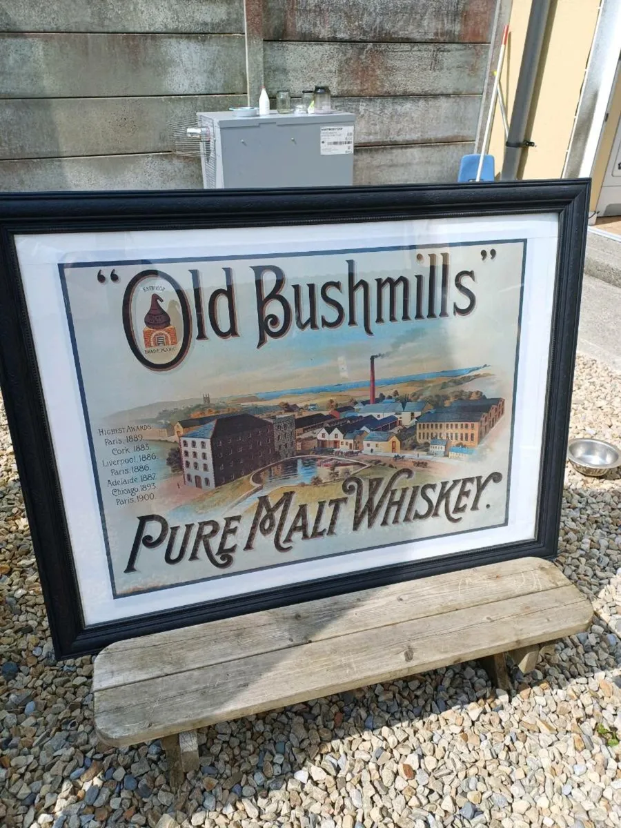 Large Vintage Bushmills Picture - Image 1