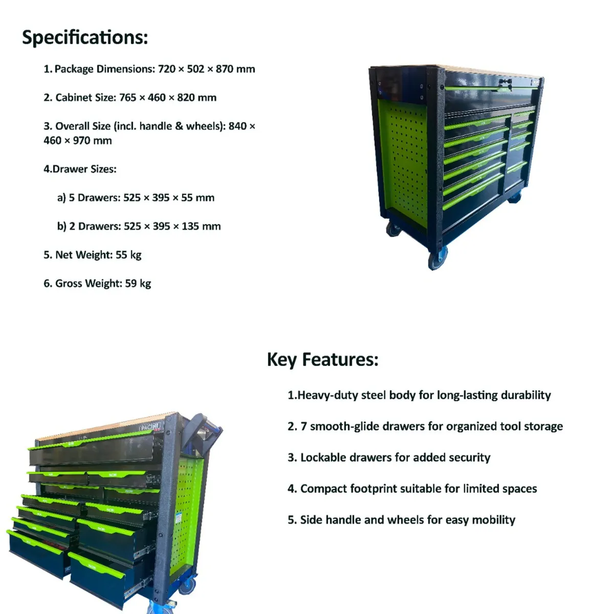 PACINI 12 Drawer Tool Chest On ( Without Tools) - Image 3