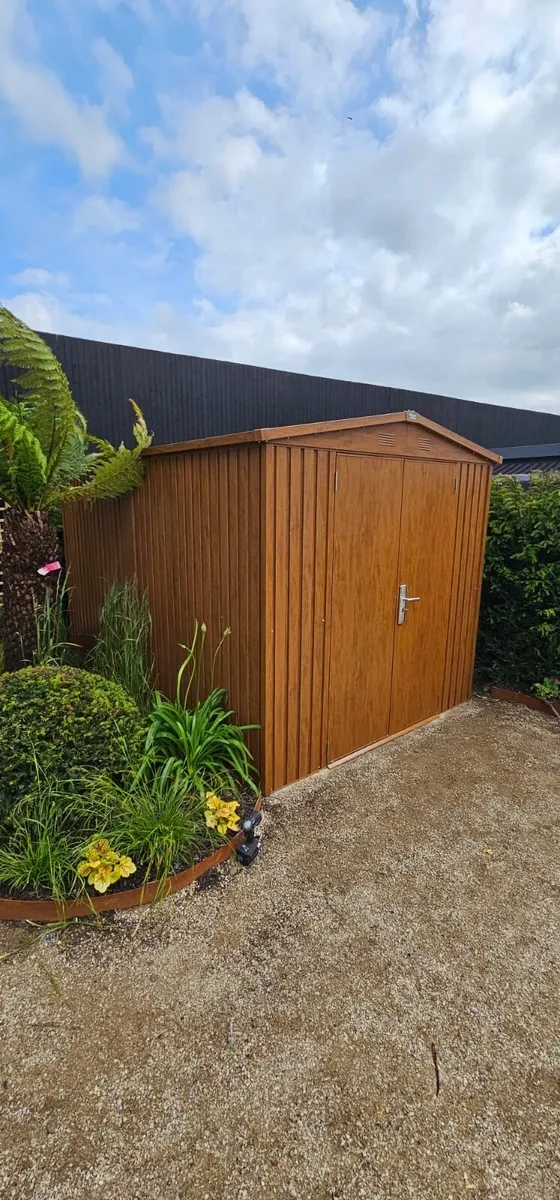 Woodgrain look Steel Shed 8x12ft - Image 1