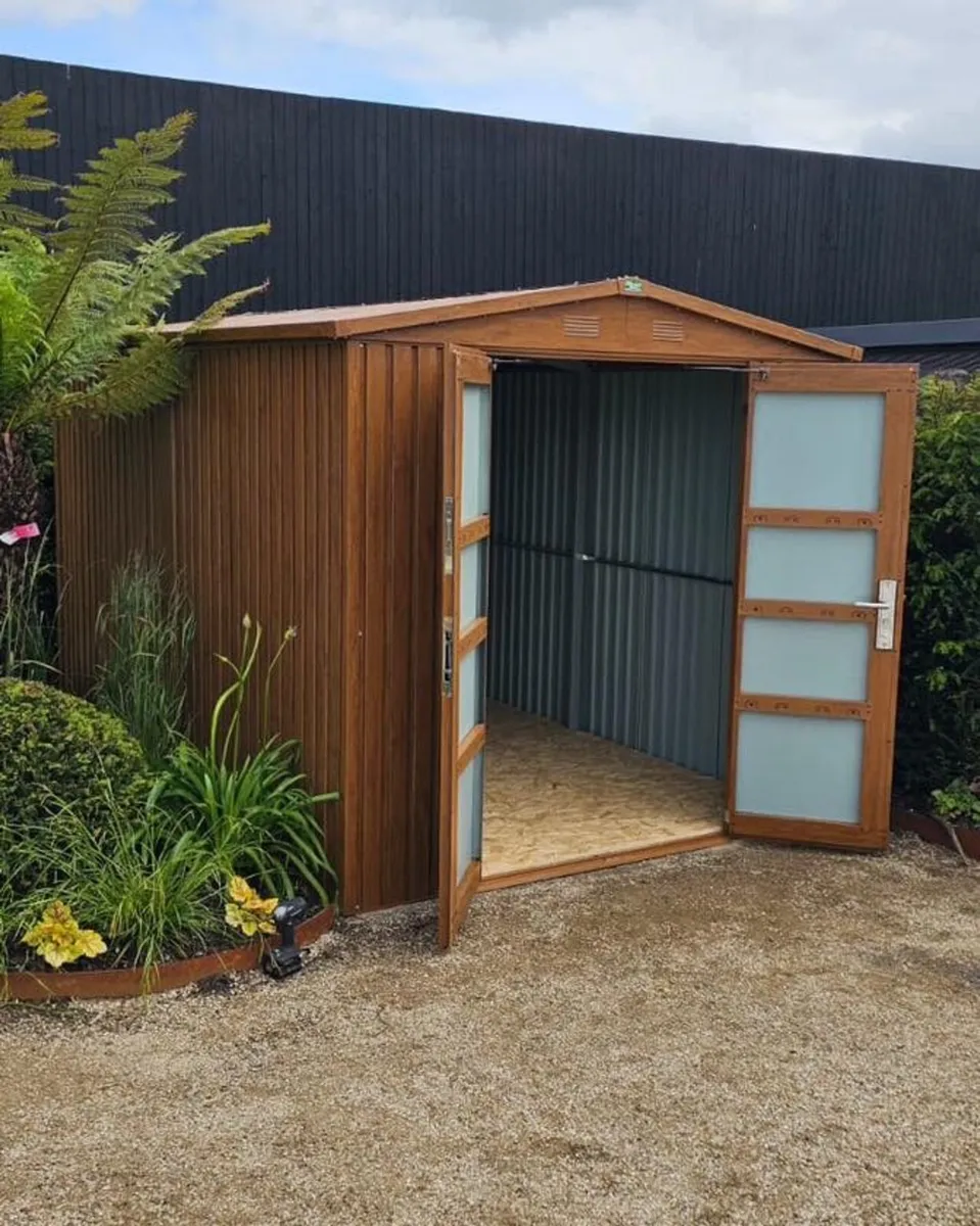 Woodgrain look Steel Shed 8x12ft - Image 4