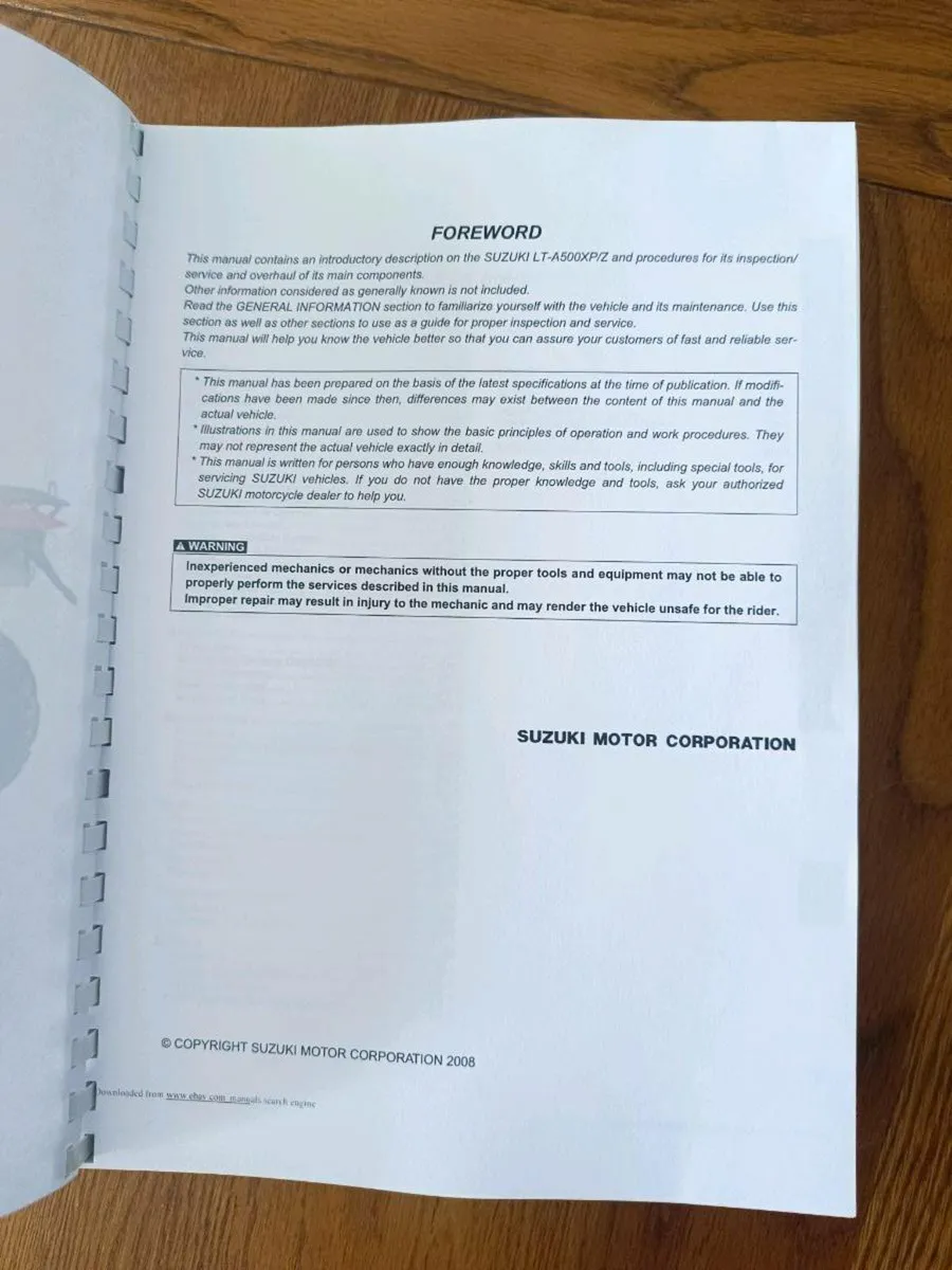 Suzuki Quad Service and Maintenance Manual - Image 3