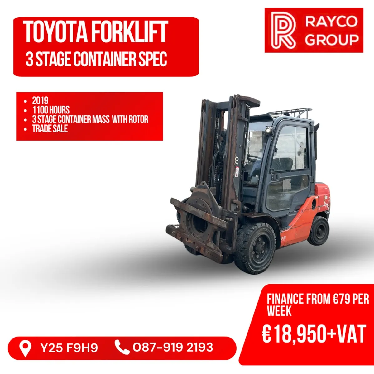2019 Toyota  Forklift with Cab & Rotary - Image 3