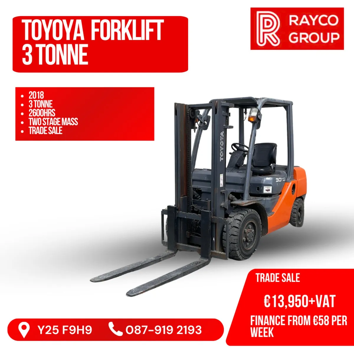 2018 3 Ton Toyota Forklift - Image 1