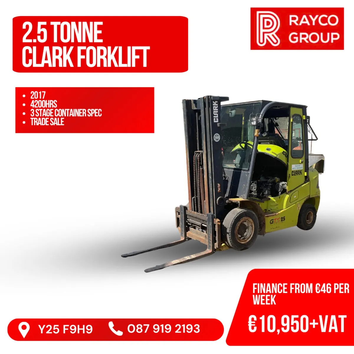 2017 3 Ton Clark Forklift - Image 1