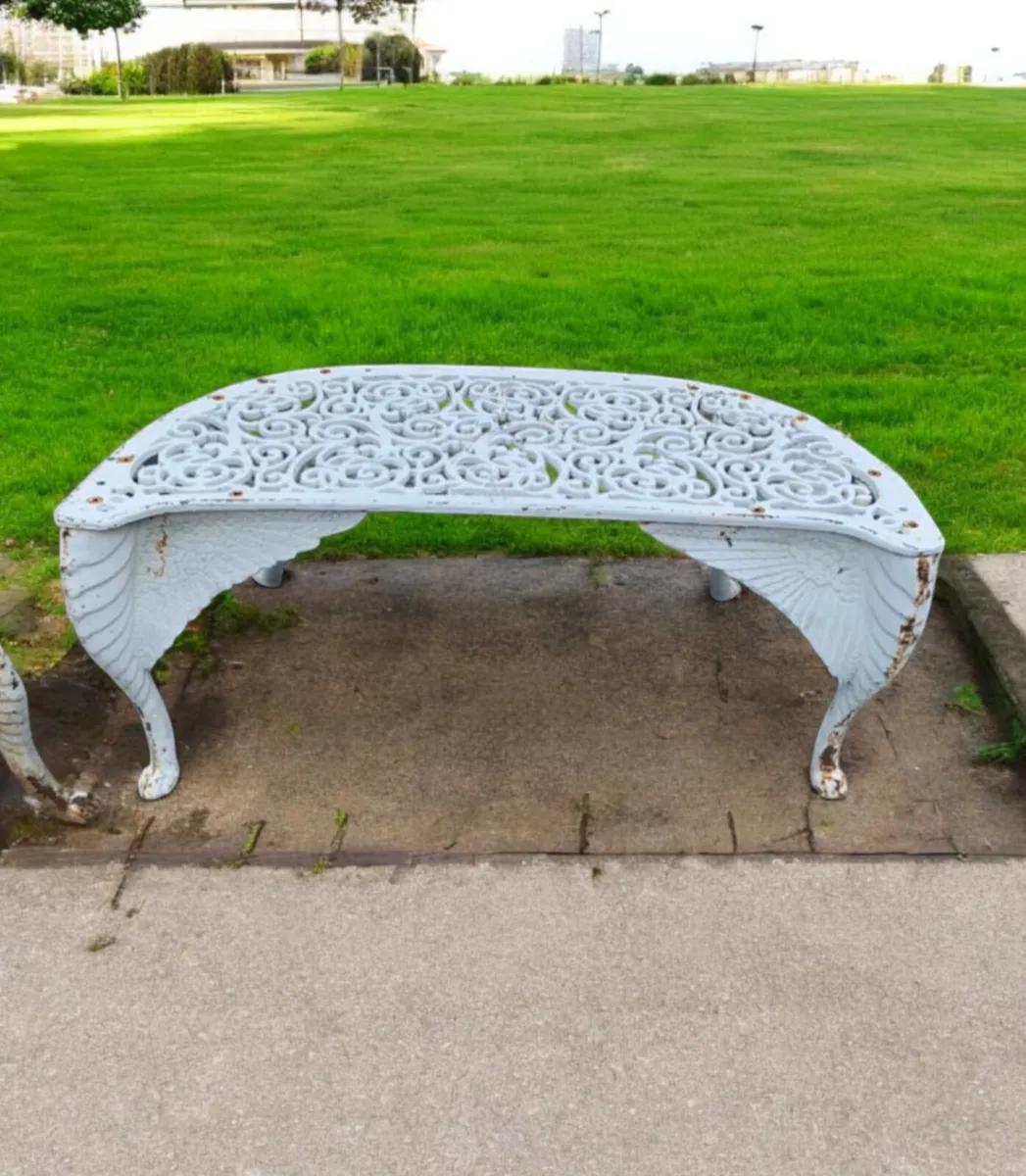 Pair cast iron benchs - Image 2