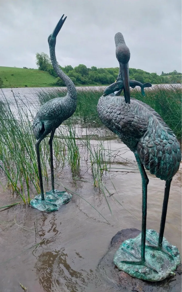 Pair of bronze herons fountains - Image 2