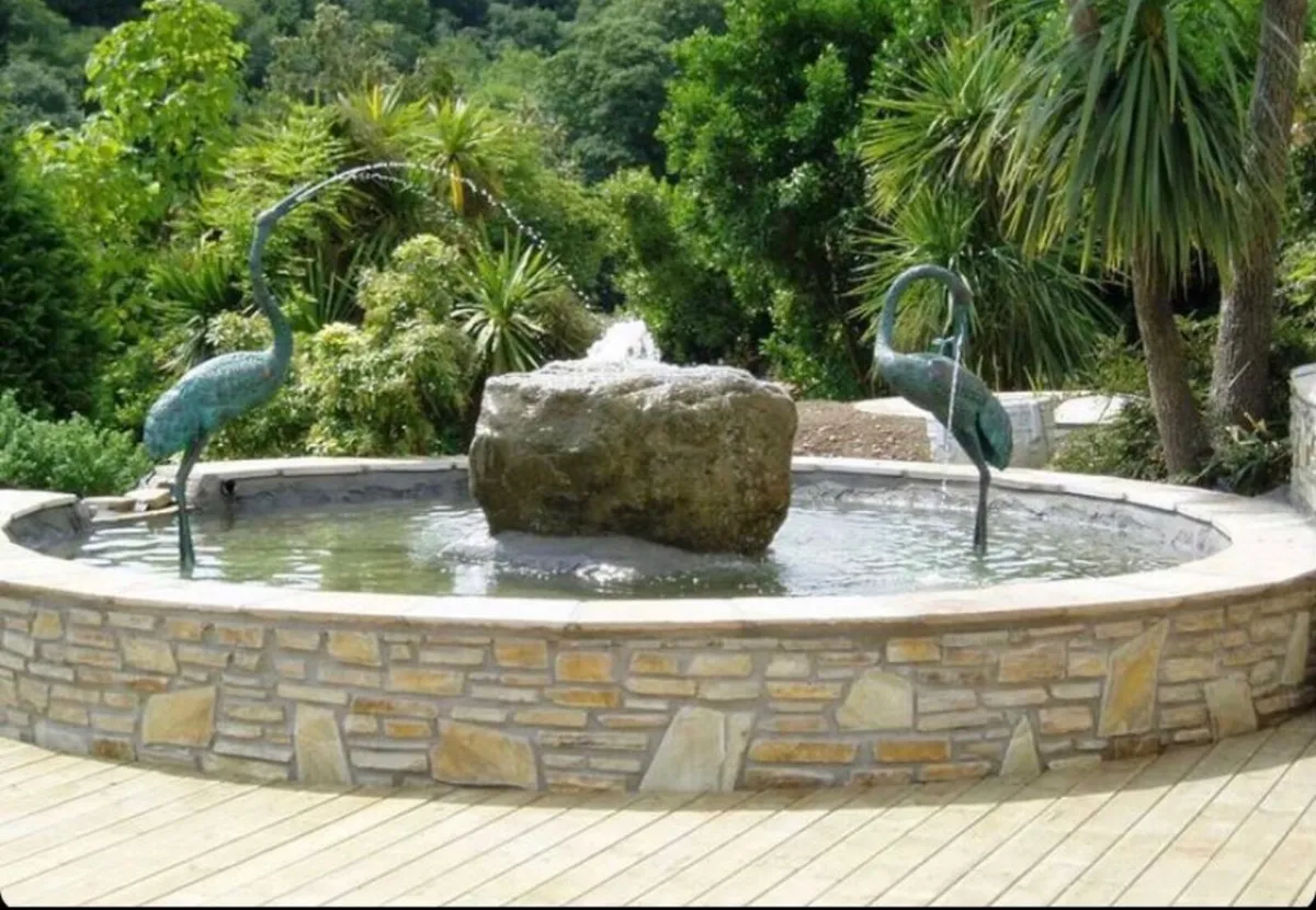 Pair of bronze herons fountains - Image 3