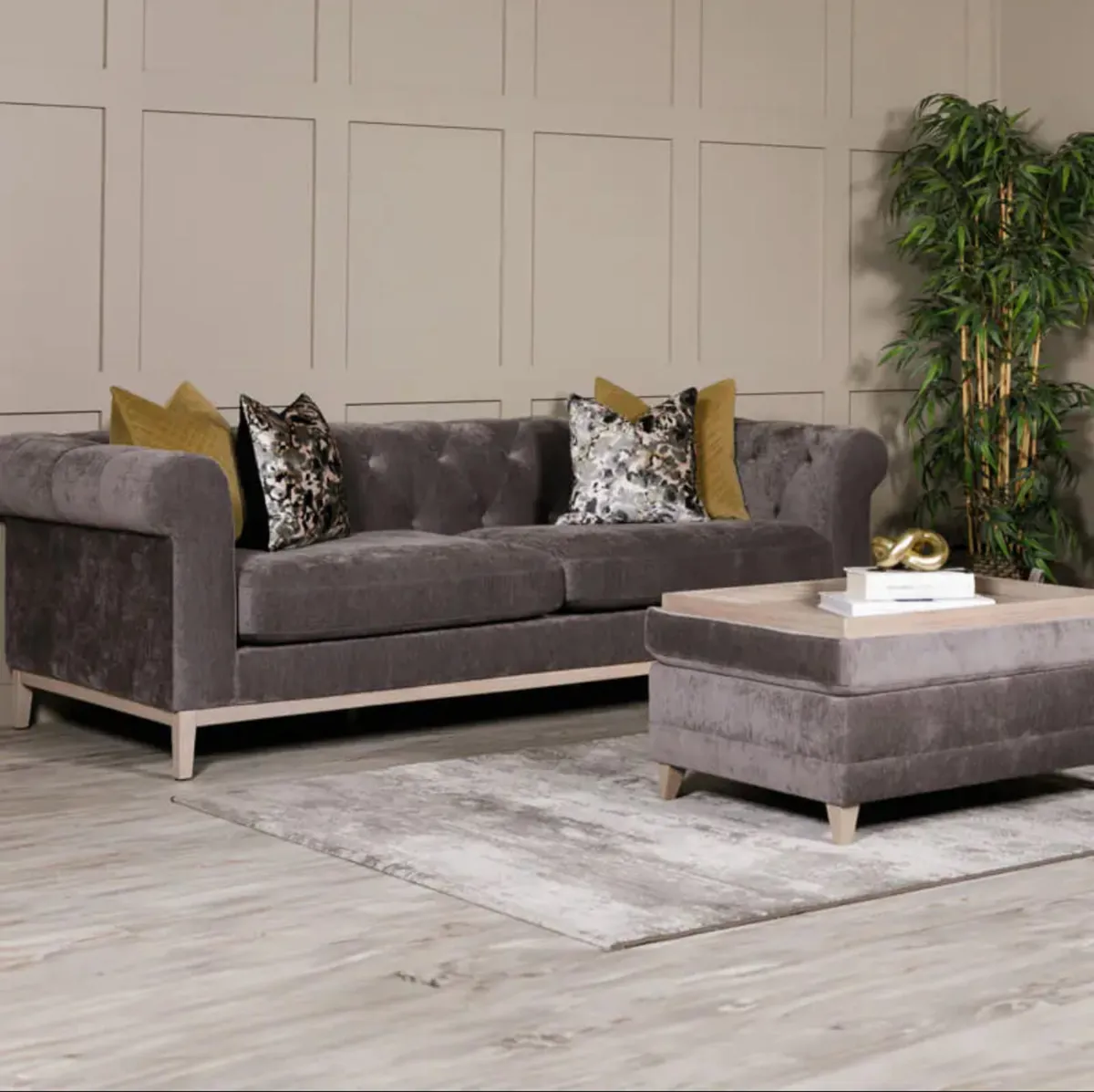 TATE SOFA 3 Seater NATURAL and 2 Seater Dark Grey - Image 1