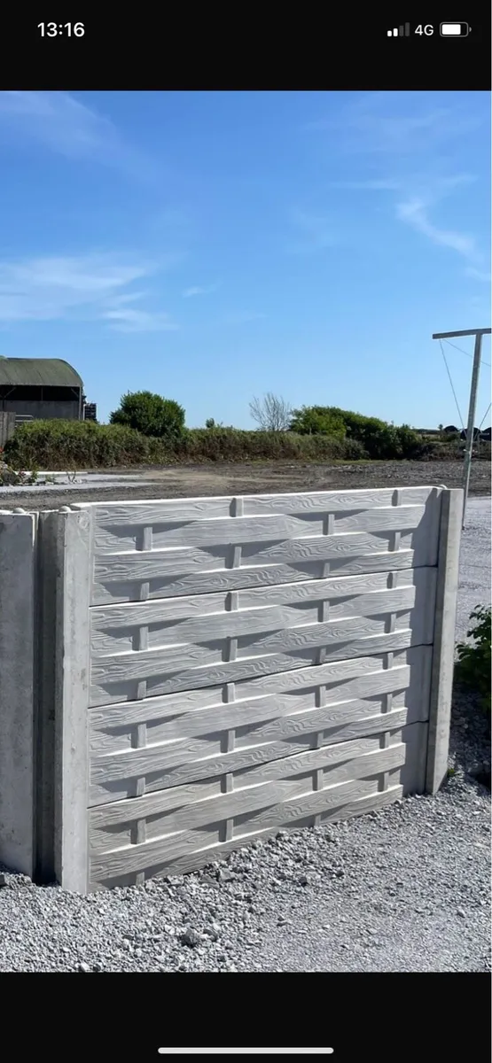 Timber woven effect fencing. Concrete Fencing. - Image 2