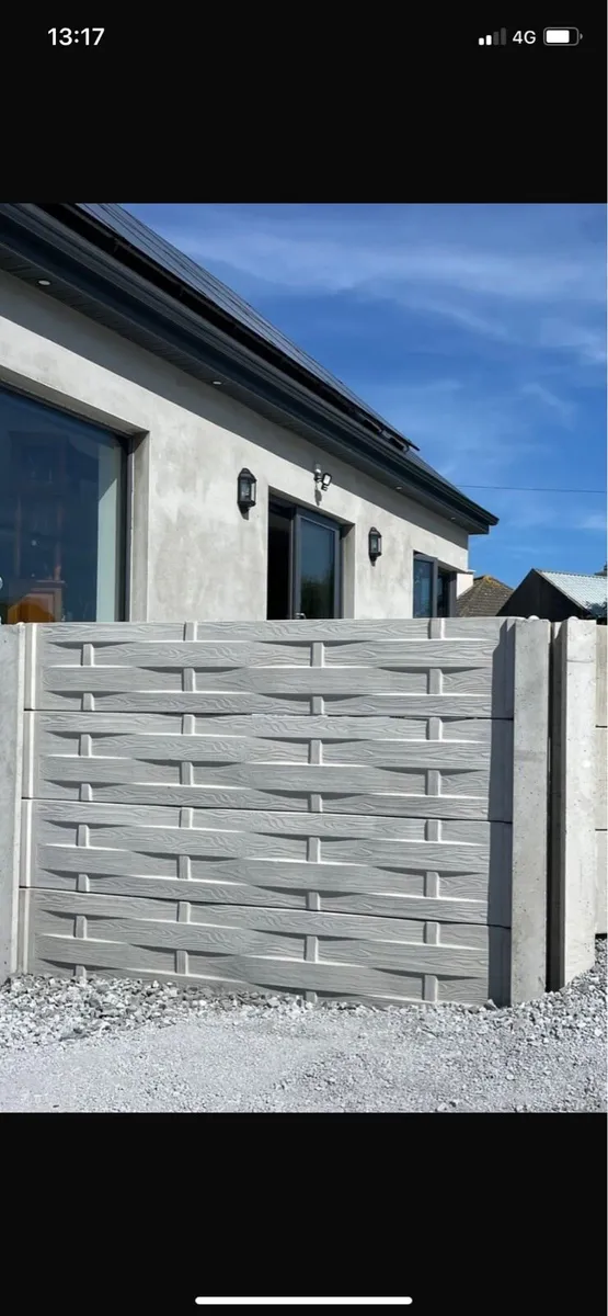 Timber woven effect fencing. Concrete Fencing. - Image 3