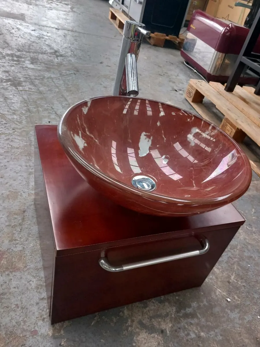 Bathroom glass sink unit - Image 1