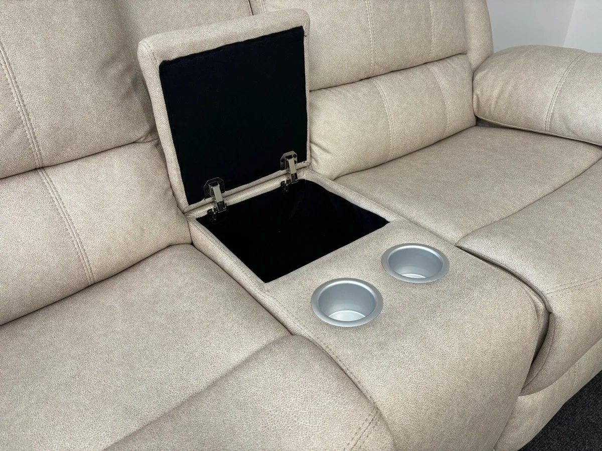 January Sale New 3+2 Larson Beige Recliner Sofa - Image 2