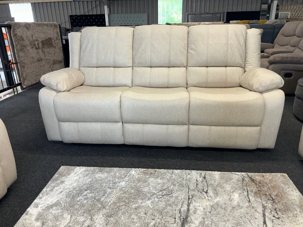 January Sale New 3+2 Beige Larson Sofa Recliners - Image 3