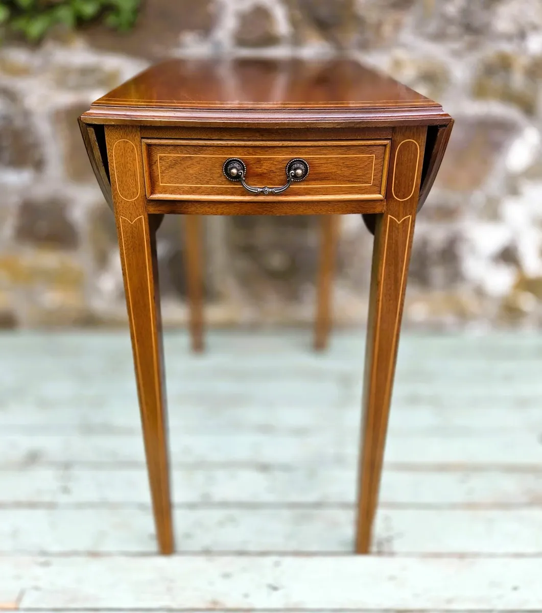 Walnut Drop Leaf Occasional Table - Image 2