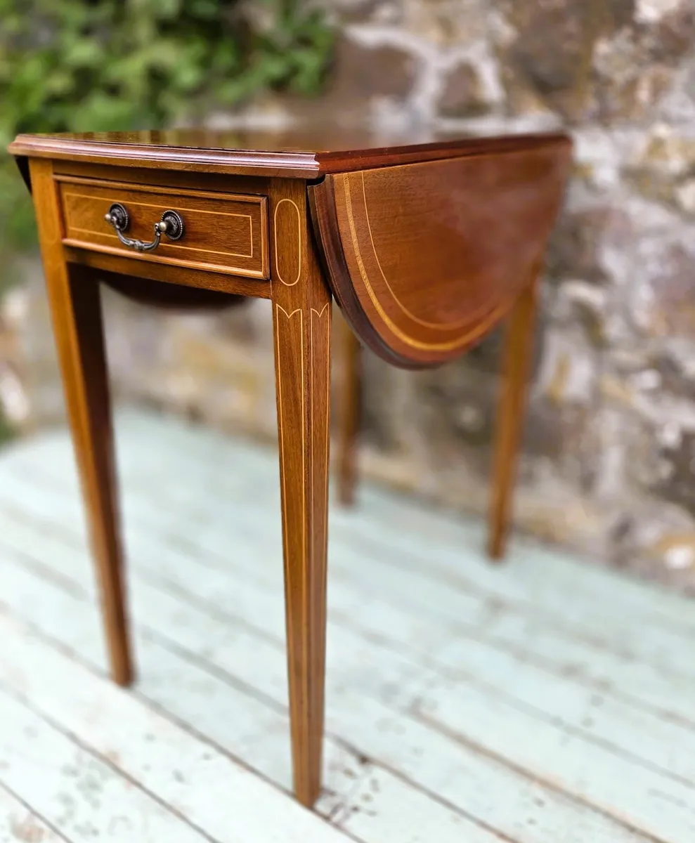 Walnut Drop Leaf Occasional Table - Image 3