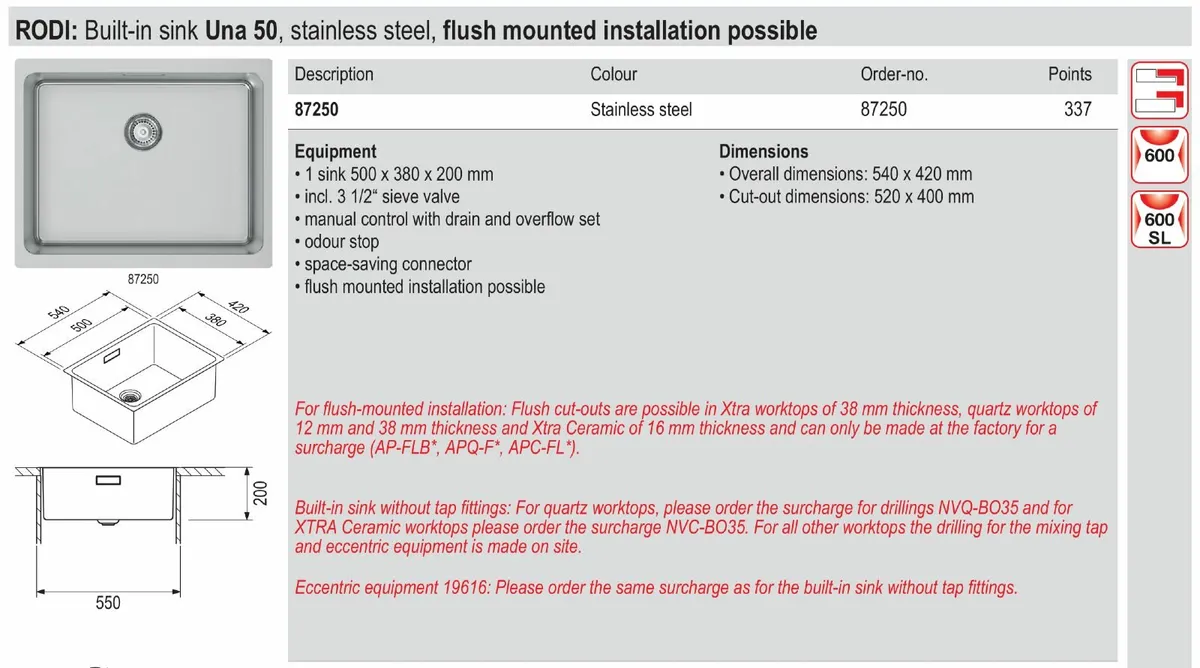Undermount Stainless Kitchen Sink 54cm - Image 2