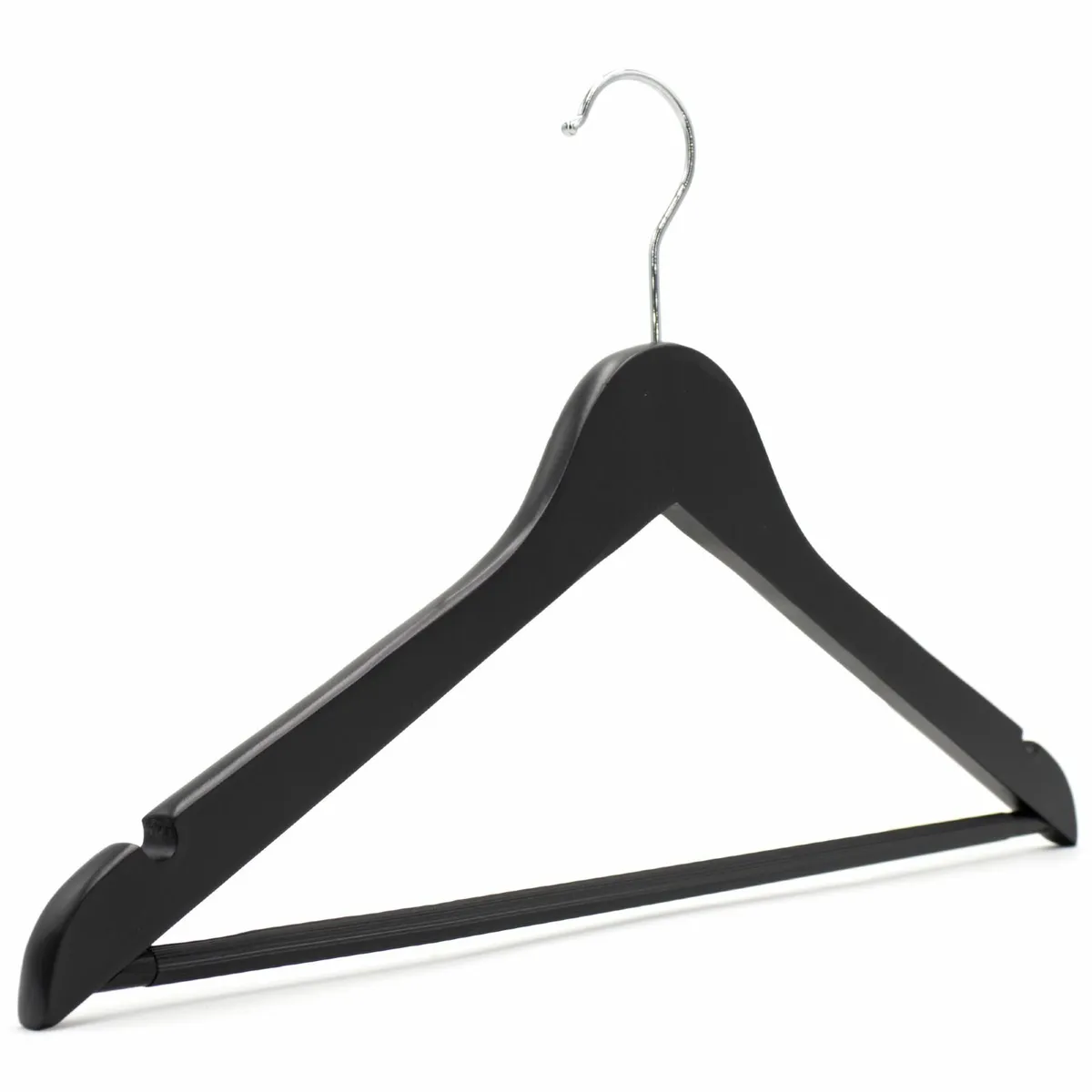Wooden Hangers BLACK with nonslip trouser bar 44' - Image 2