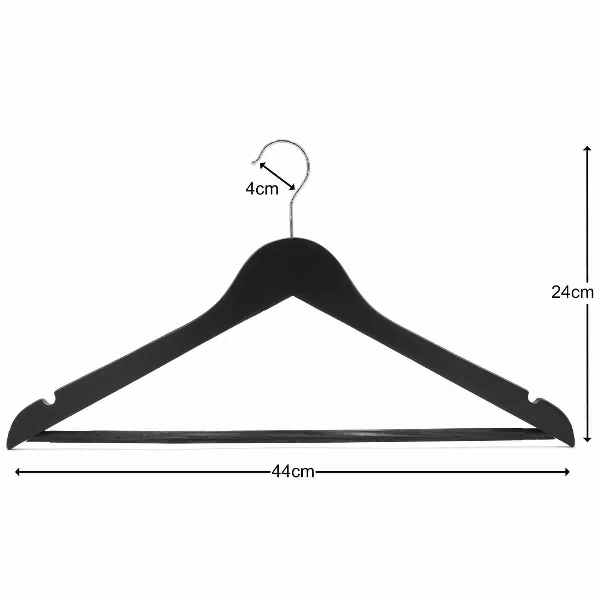 Wooden Hangers BLACK with nonslip trouser bar 44' - Image 1