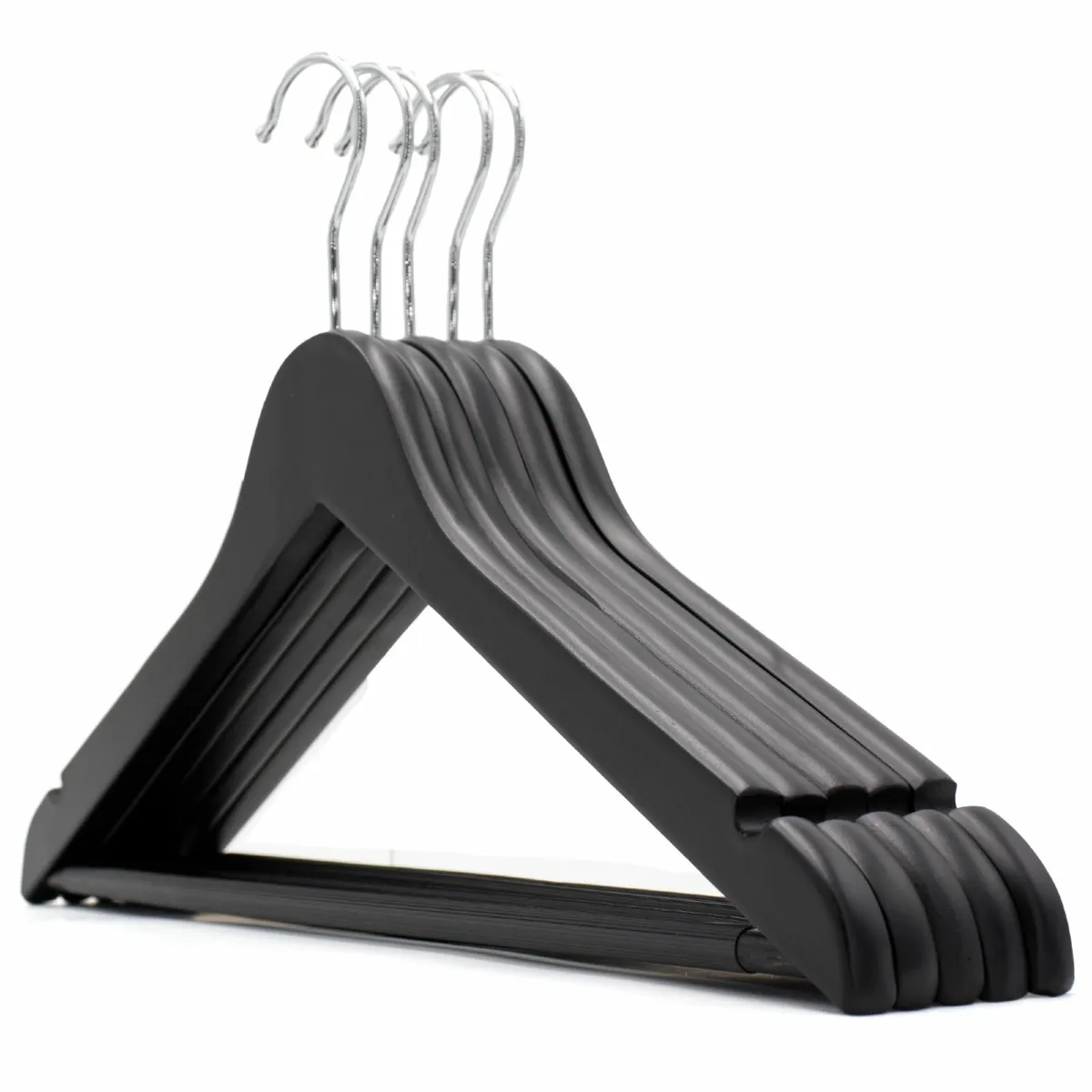 Wooden Hangers BLACK with nonslip trouser bar 44' - Image 4