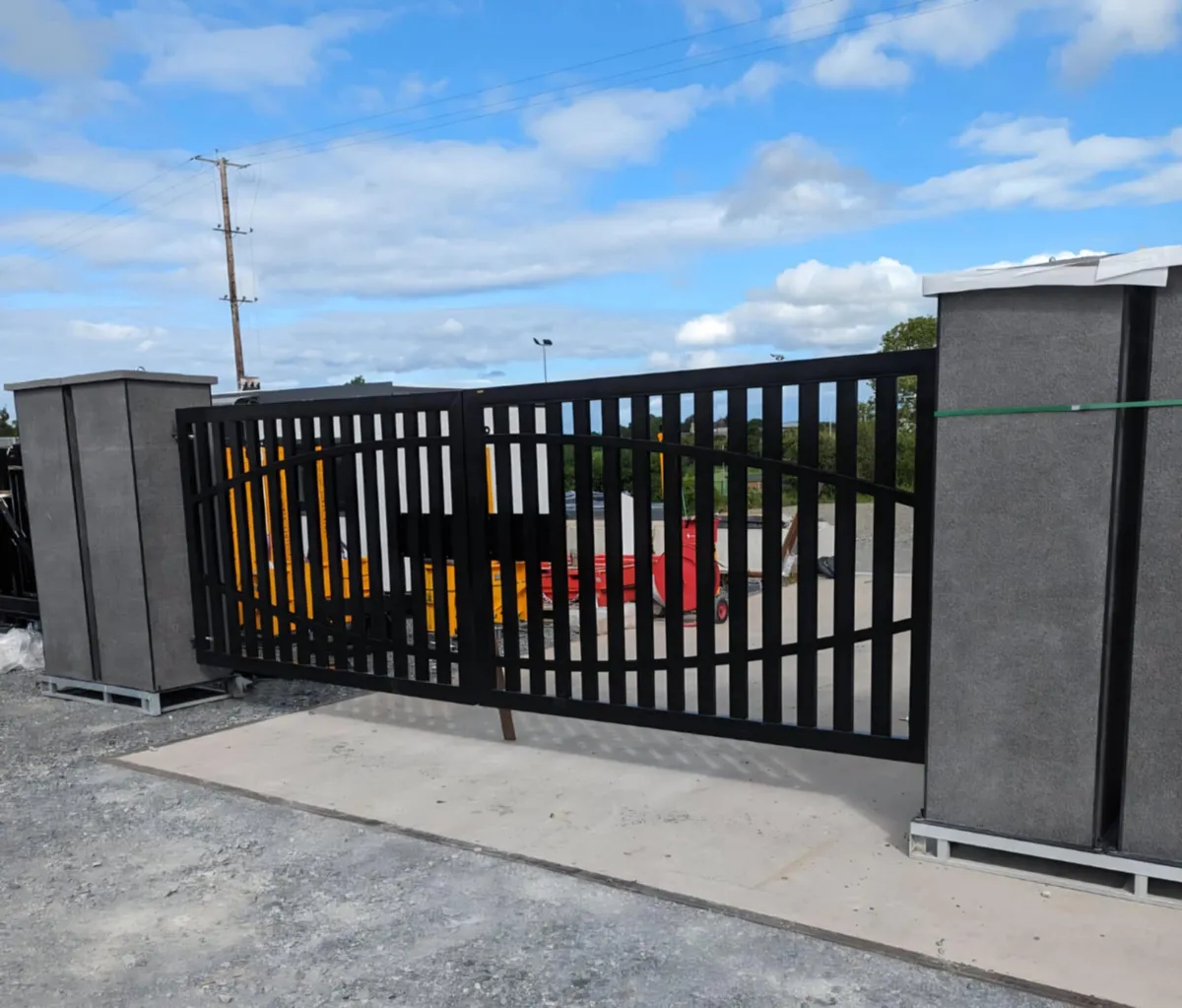 Entrance gates with stone pillars - Image 1