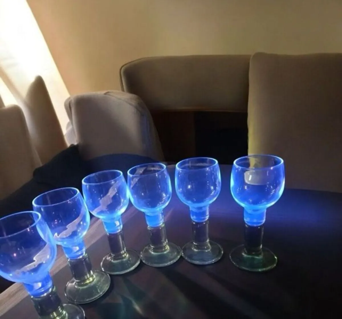 Unique glass set blue and green - Image 1