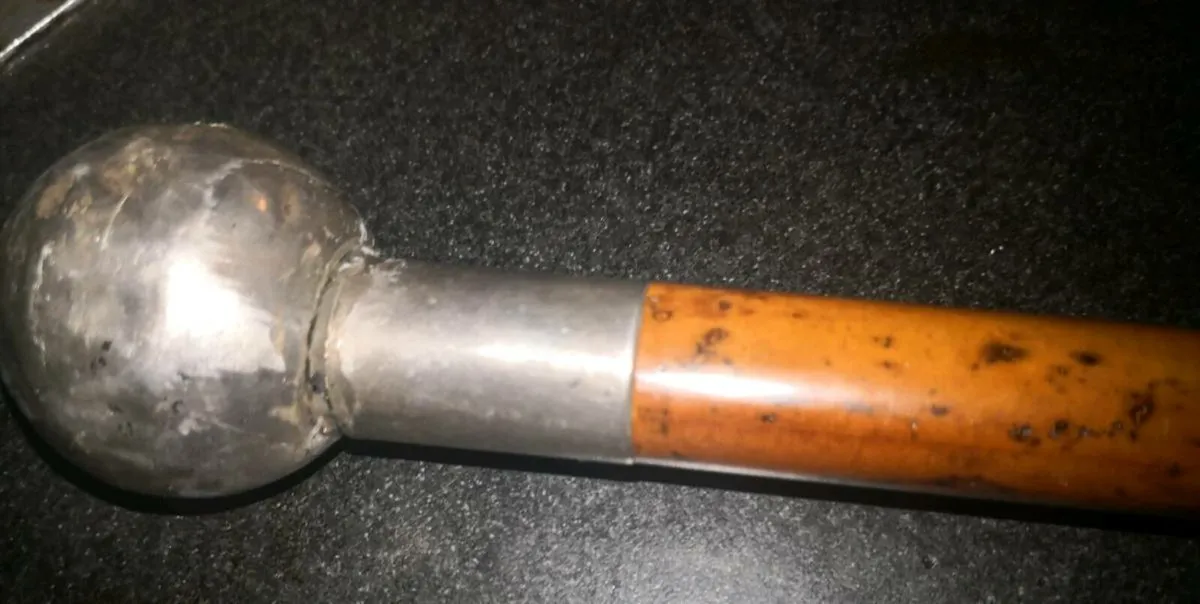 Antique walking stick with sterling silver knob - Image 2