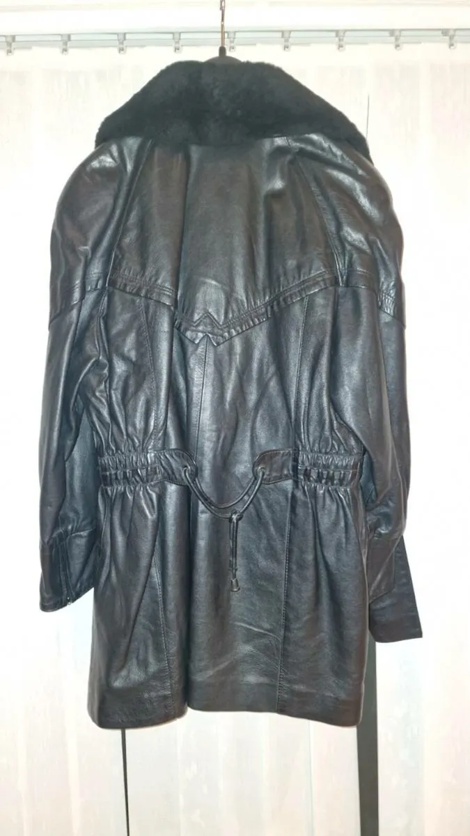 Ladies Black Leather Coat - Image 1