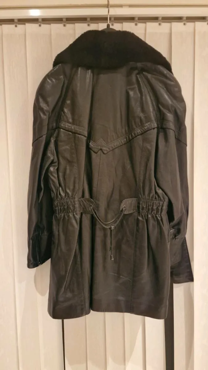 Ladies Black Leather Coat - Image 2