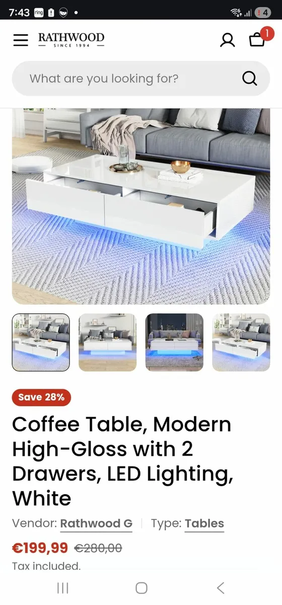 Coffee Table 115 by 55 by 34 cm - Image 1