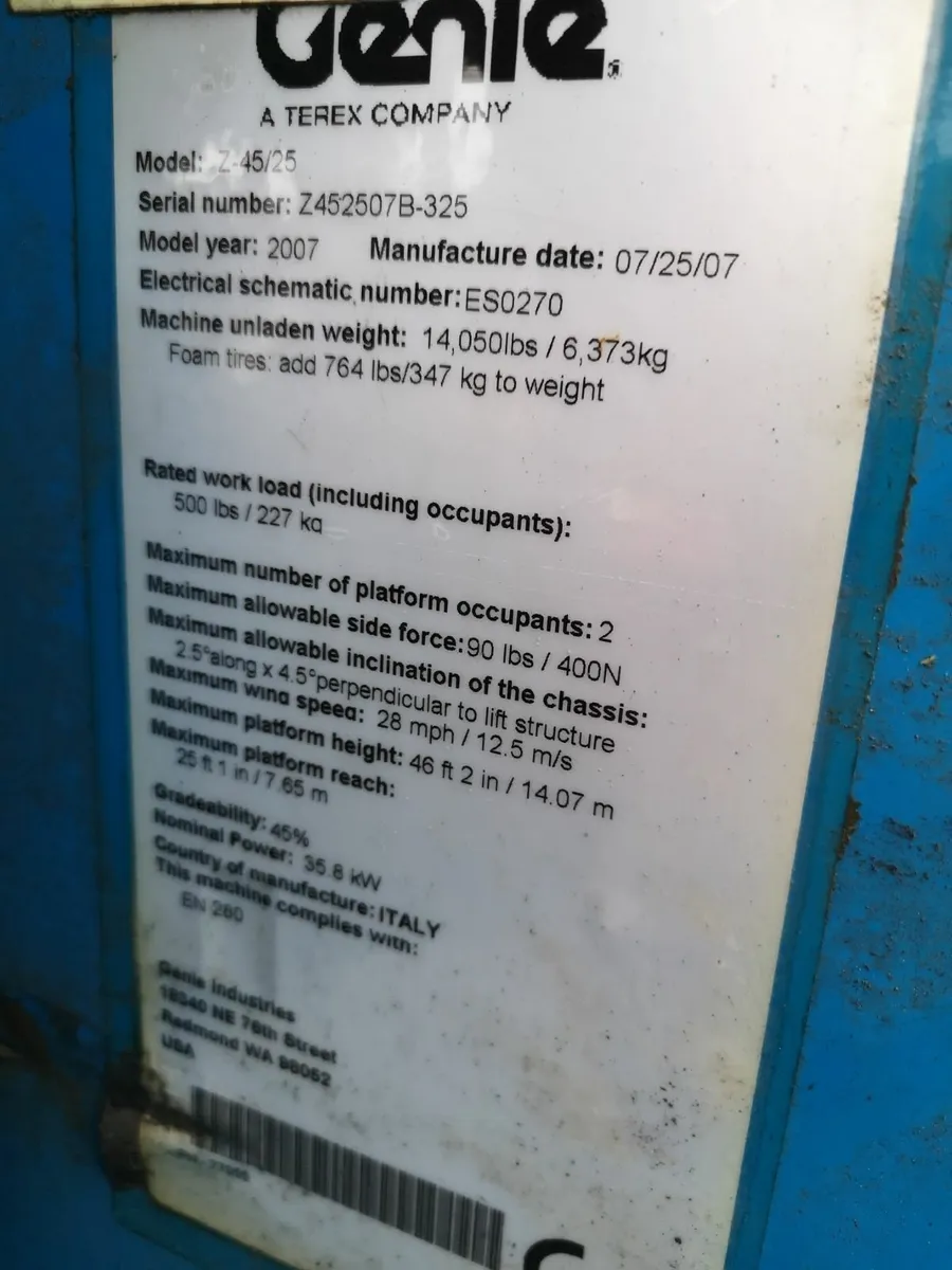 2007 Genie Z-45/25 4WD - Image 2