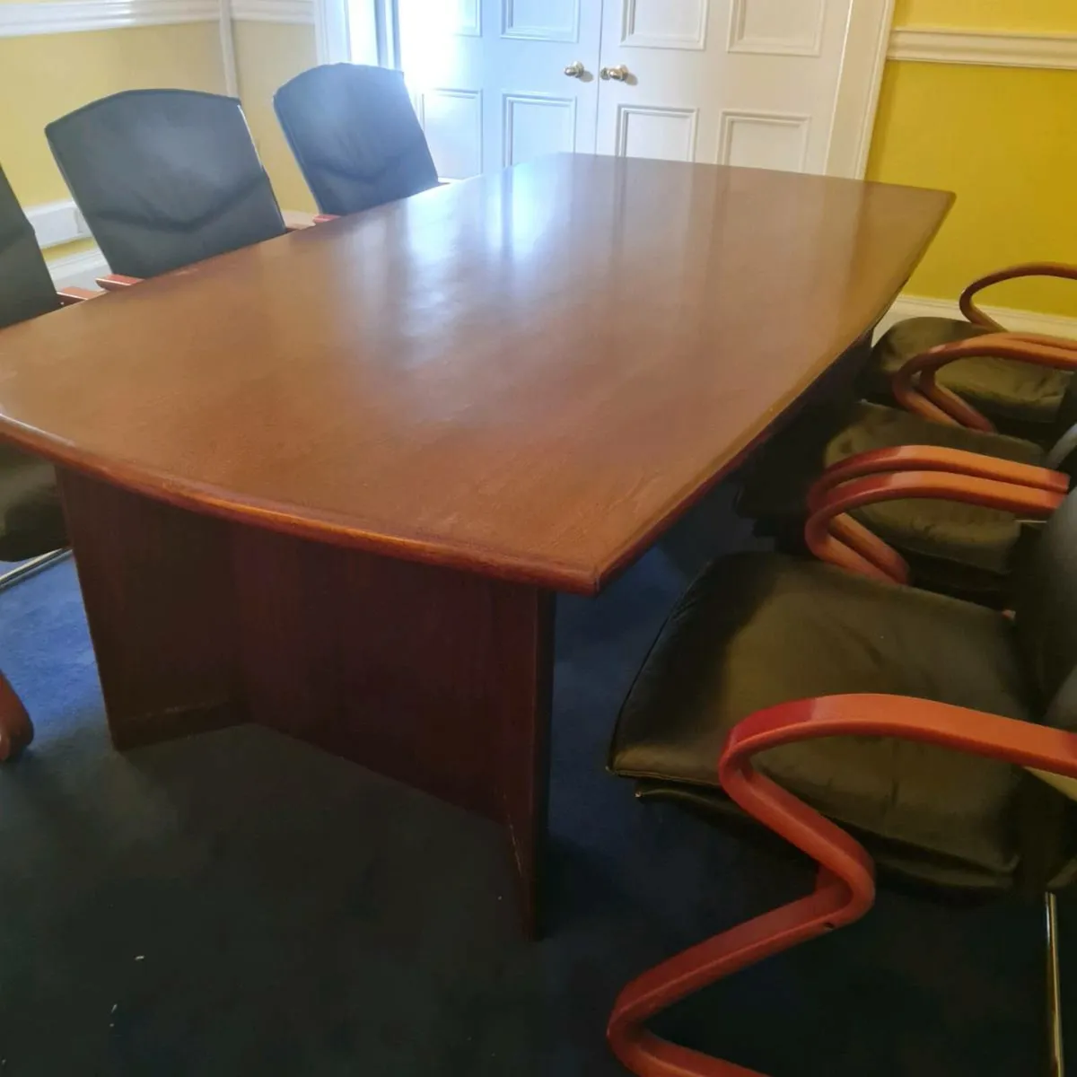Executive solid wood boardroom table with - Image 4