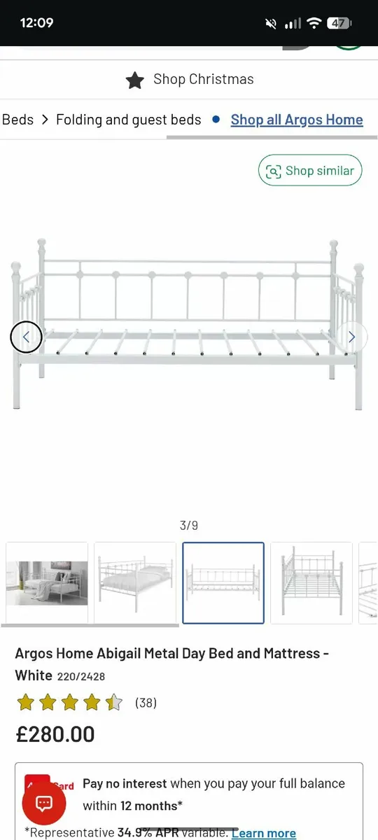 Argos Home Abigail Metal Day Bed - Image 1