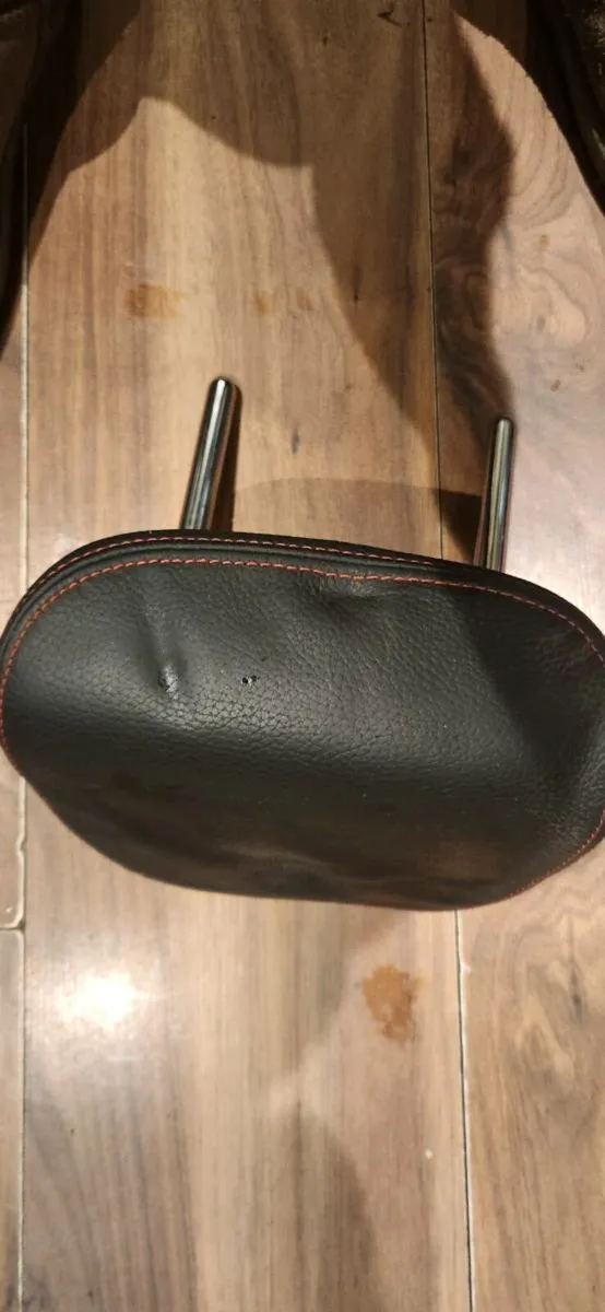 BMW black leather headrests, red trim - Image 4