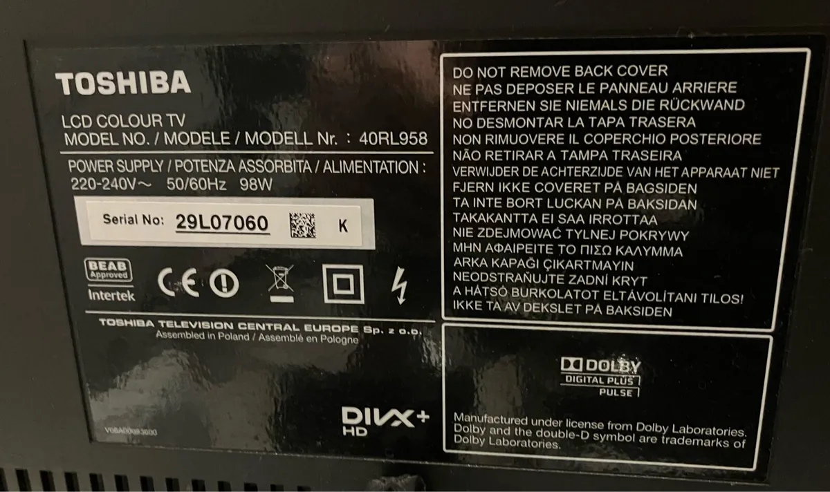 Toshiba 40” TV - Image 2