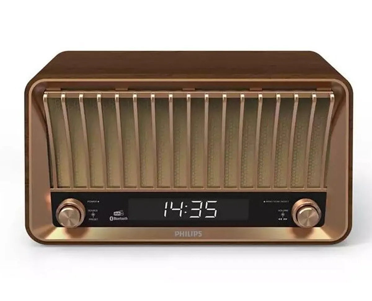 Philips TAVS700 Retro Style FM/DAB Radio with Bluetooth | Wooden Style, open box - Image 1