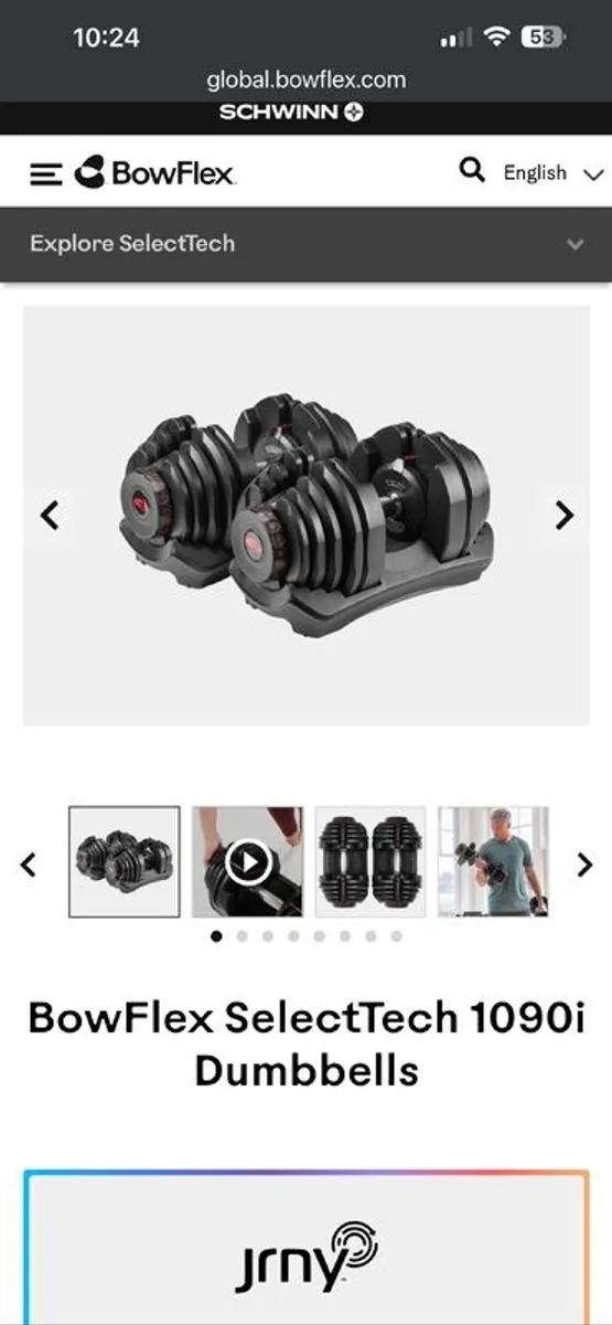 Bowflex Adjustable Dumbbells & Stand - 41kg each - Image 1