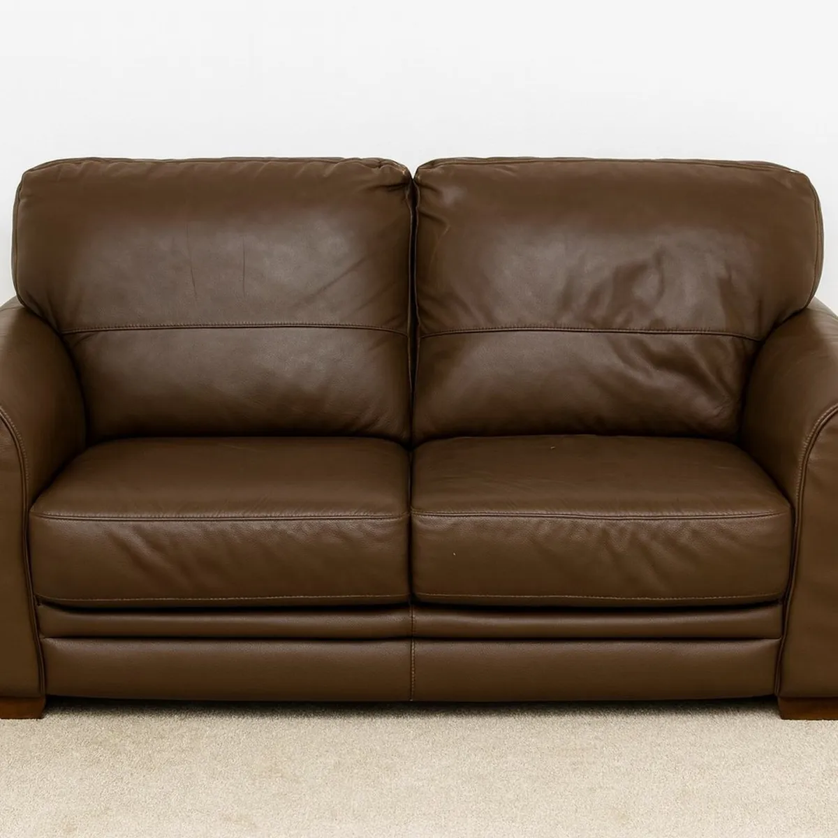 Two Seater Leather Settee + Two Chairs - Image 1