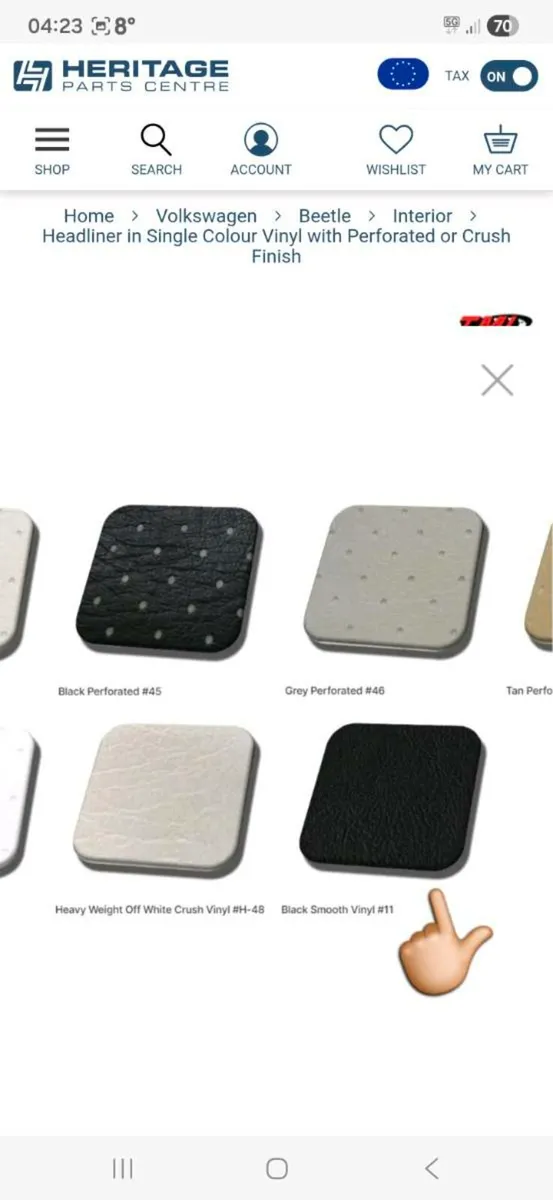 '71-'79 Beetle Full Headliner & 11 Piece Padding - Image 2