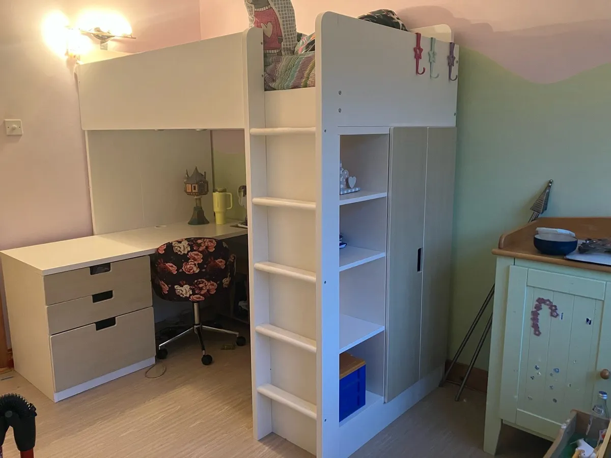 IKEA Loft Bed with Desk and Wardrobe - Image 2