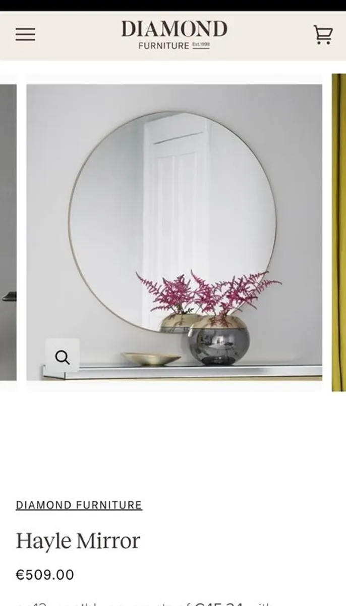 Large Round Mirror 100 x100 cm - Diamond Furniture - Image 1