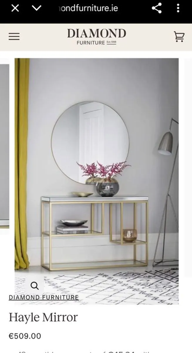 Large Round Mirror 100 x100 cm - Diamond Furniture - Image 2