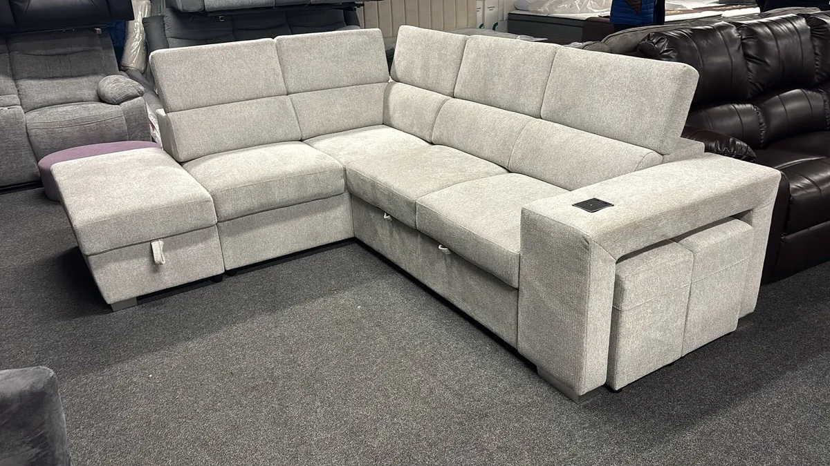 January SALE  New Light Grey Corner Sofabed - Image 1
