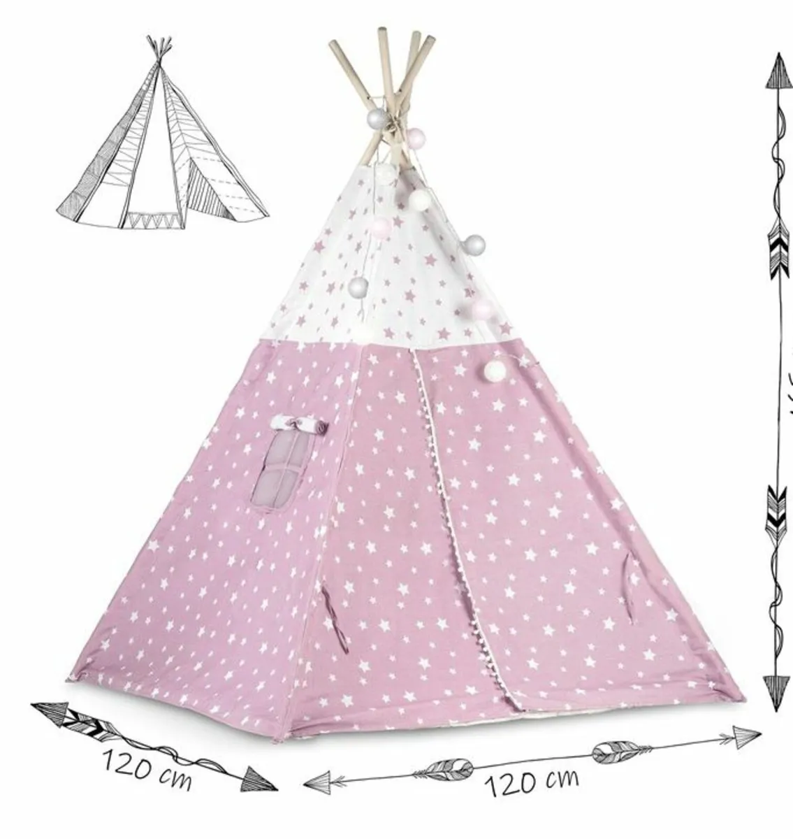 Wooden Teepee Tent Pink christmas gift - Image 4