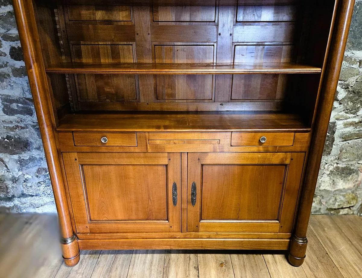 Large Vintage French Cherrywood Bookcase - Image 3