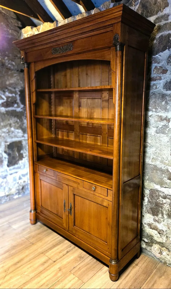 Large Vintage French Cherrywood Bookcase - Image 4