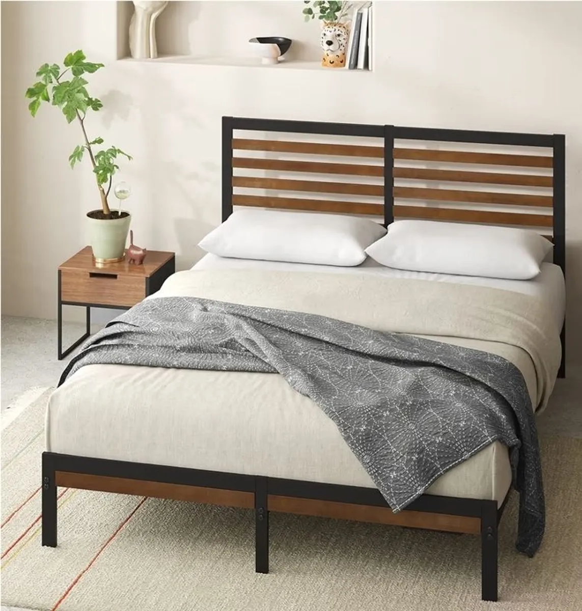 Double Bed Frame + Mattress for Sale - Image 1