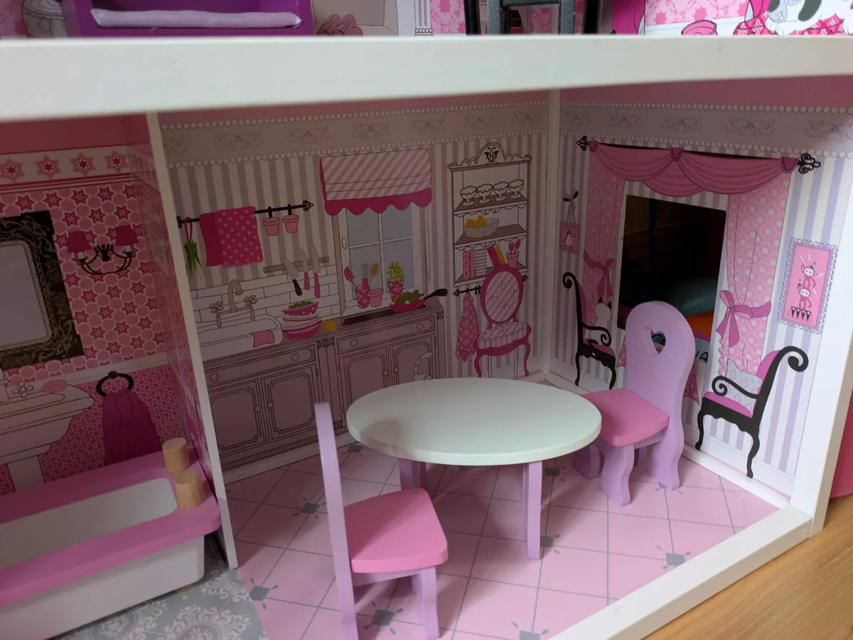 Amazing 3-Storey Wooden Doll House FULLY FURNISHED - Image 3