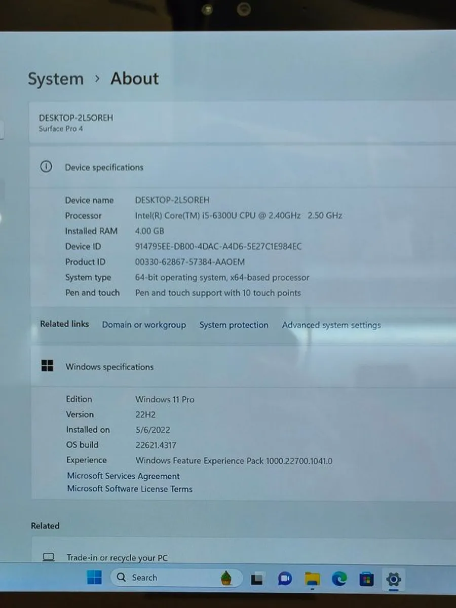 Microsoft Surface Pro 4 1724 Intel i5-6300U 4GB RAM 128GB SSD Windows 11 Pro 12.3" - Image 4