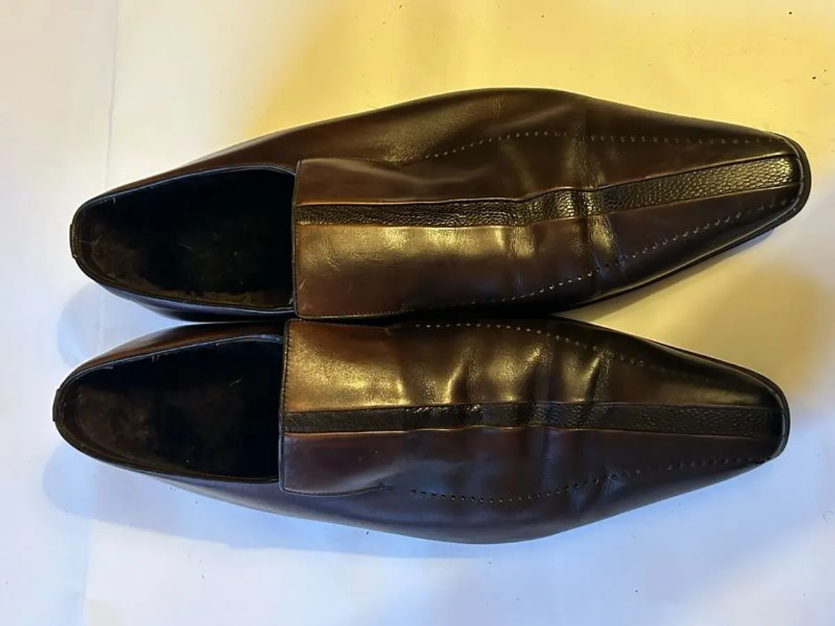 Genuine Artioli Italian Luxury Brown Leather Loafers - UK 10 - Athlone - Image 2