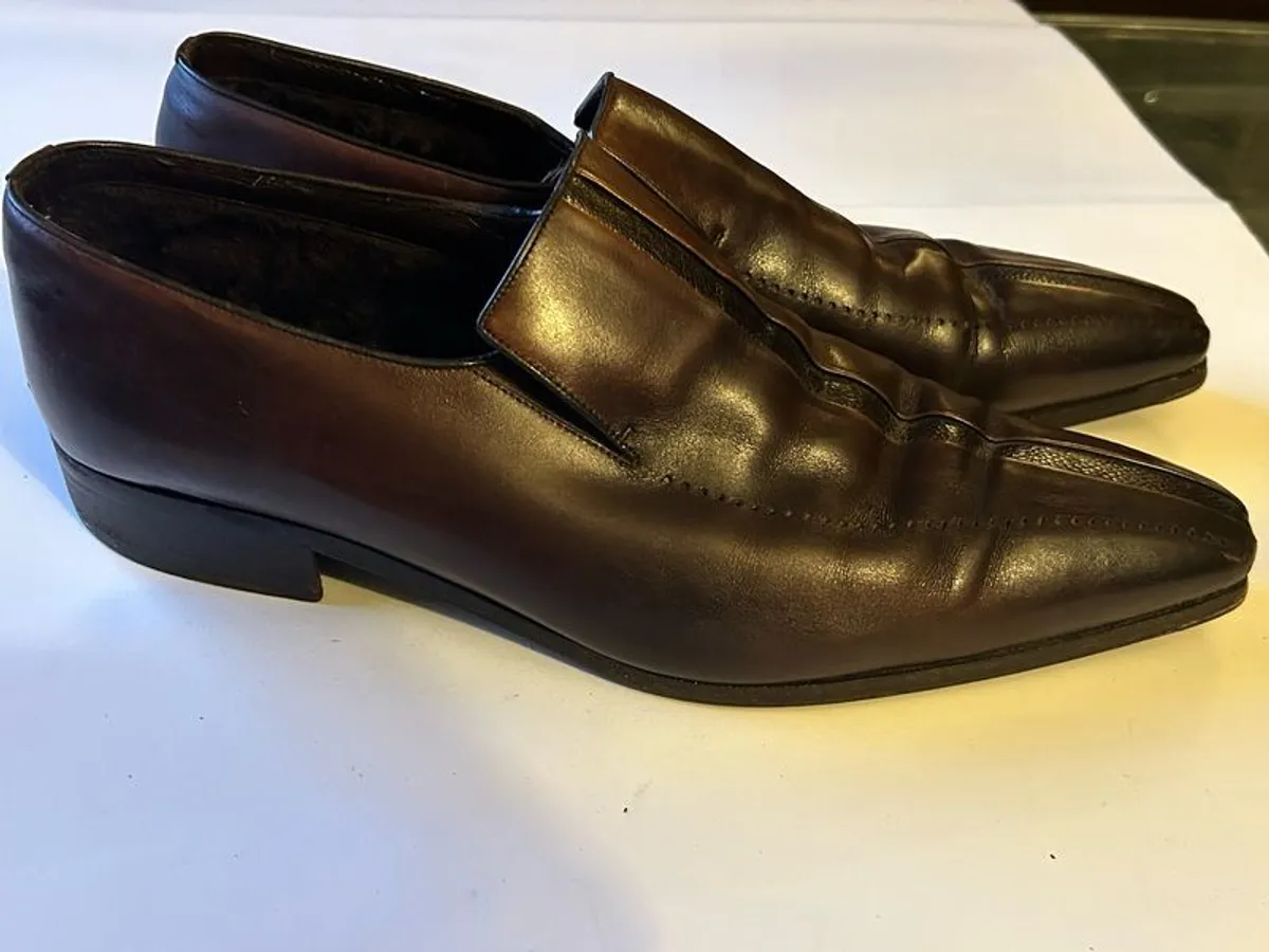 Genuine Artioli Italian Luxury Brown Leather Loafers - UK 10 - Athlone - Image 1